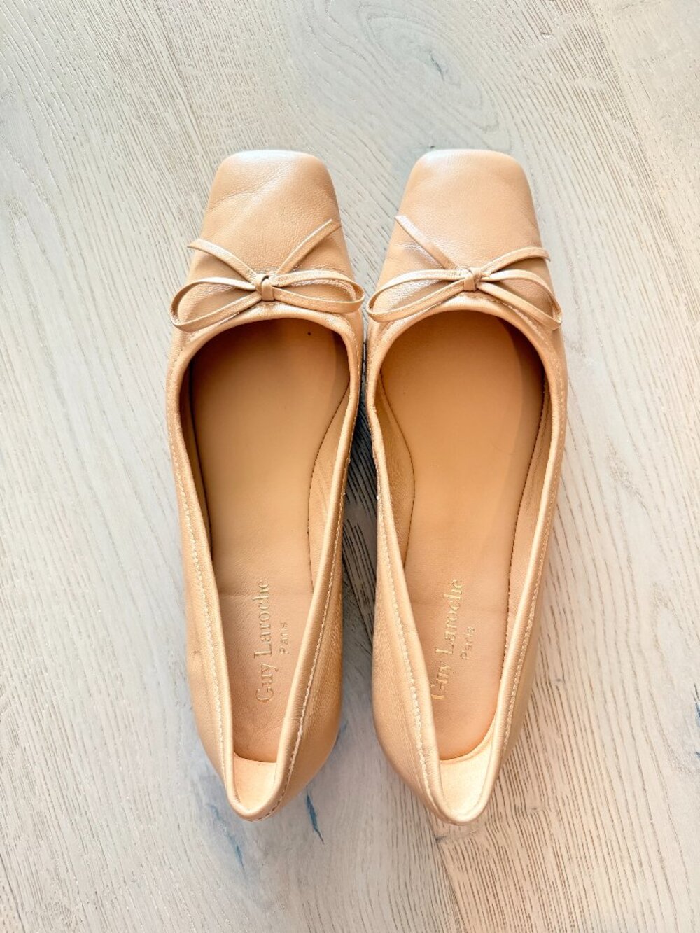 Nude Tan Ballet Flats with Bow